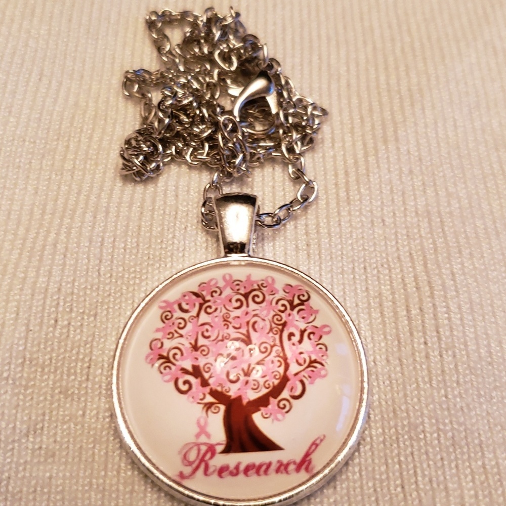 Breast Cancer round pendant necklace